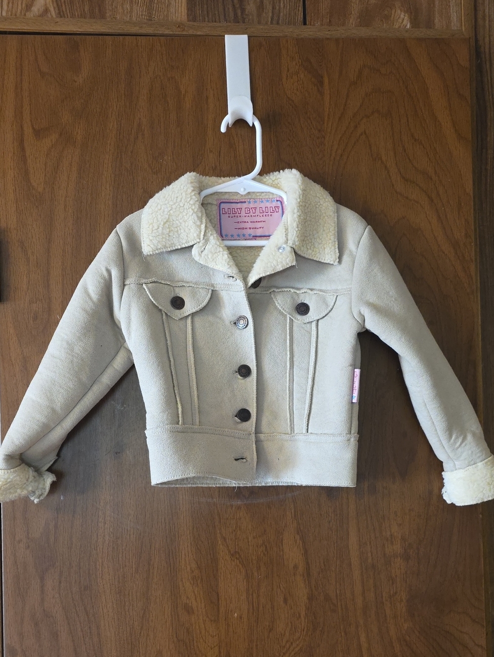 Girls Cream Sherpa-Lined Jacket